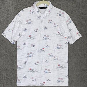 Travis Mathew Shirt Men's S Lake Break Golf Polo Stretch Patriotic American Flag